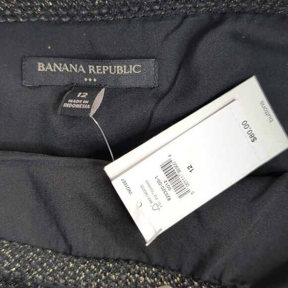 Banana Republic size 12 Metallic Tweed Wrap Skirt in Black and Gold, NEW - Picture 3 of 11